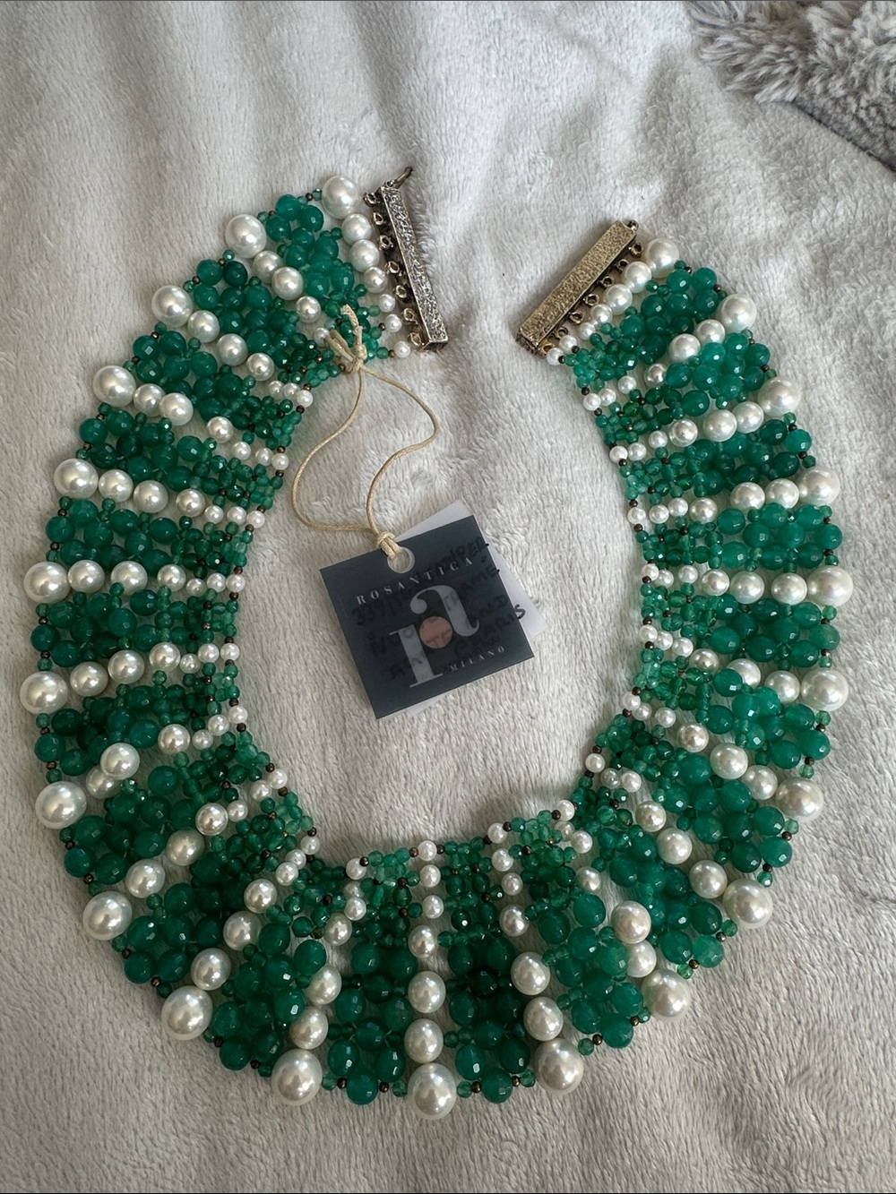 Rosantica Milano Agate and Pearl Statement NUOVE TRAME Necklace